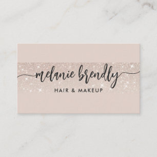 Modern Blush Pink Rose Gold Glitter Business Card