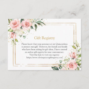 Modern Blush pink roses gold tiara eucalyptus Enclosure Card