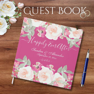  Modern Blush Pink  Sage Floral Watercolor Wedding Guest Book