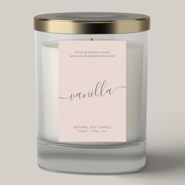Modern blush pink script candle product label (Creator Uploaded)