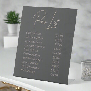 Modern Blush Pink Script Grey Manicurist Nail Spa Pedestal Sign