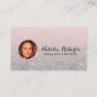 Modern Blush Pink Silver Glitter Custom Photo