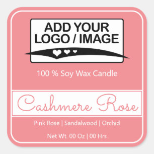 Modern Blush Pink Simple Square Border Logo Image Sticker