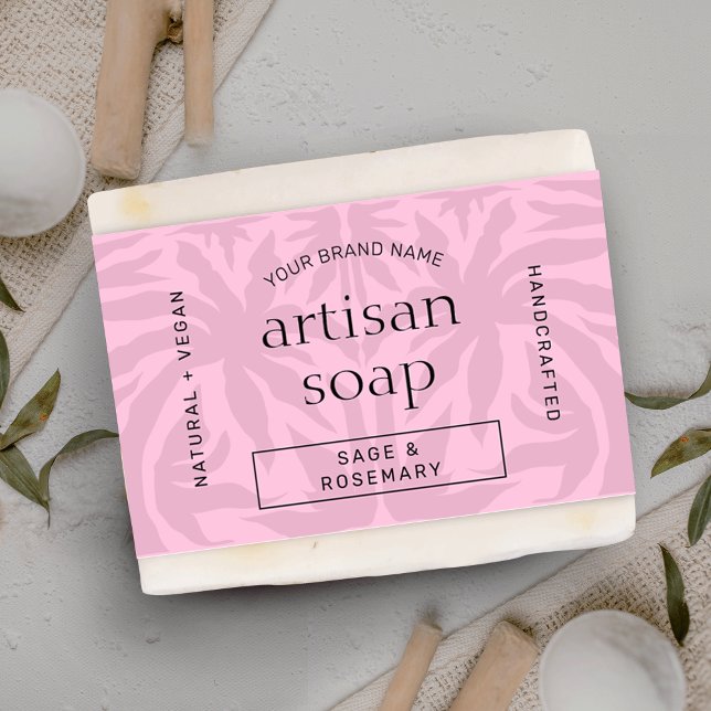 Modern Blush Pink Soap Bar Wrapper Bellyband Label (Add your product name, ingredients & business info to make your custom soap wrapper labels)