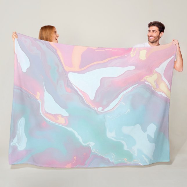 Modern Blush Pink Soft Mint Gold Luxury Collection Fleece Blanket (In Situ)