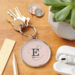 Modern Blush Pink Stylish Monogram Typography Key Ring<br><div class="desc">A beautiful key chain design in soft blush pink with an elegant stylish representation of your name and monogram with classic serifs and a more ornate script typography in a balanced and symmetrical harmony. The three elements blend together with a sophisticated harmony and create your own personal branding logo. Shown...</div>