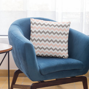 Modern Blush Pink Taupe Chevron Pattern Cushion