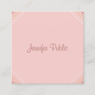 Modern Blush Pink Template Handwritten Script Square Business Card