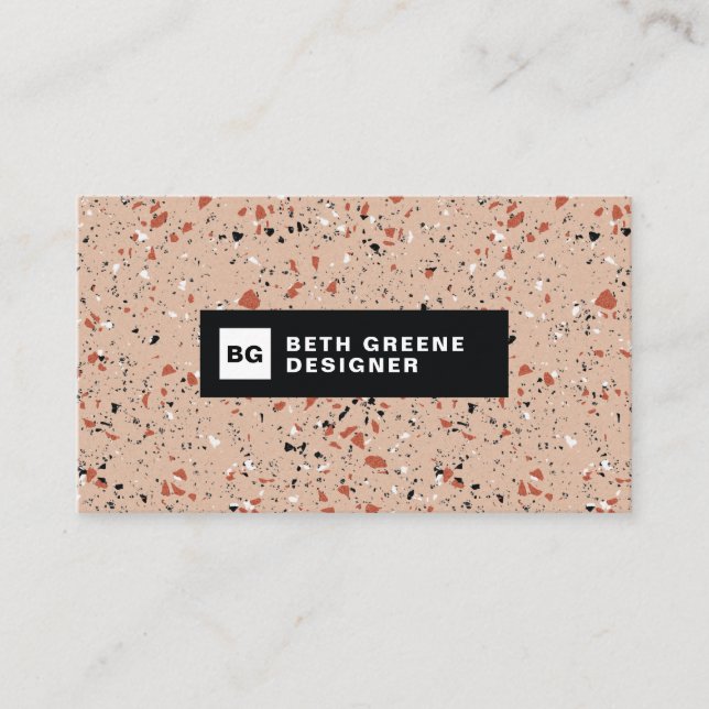 Modern Blush Pink Terrazzo Marble Pattern Business Card (Front)
