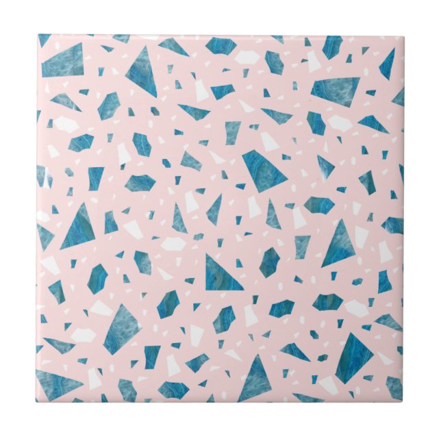 Modern blush pink terrazzo mosaic tile (Front)