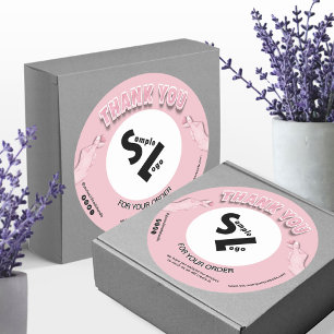Modern Blush Pink Thank You Company Business Logo  Classic Round Sticker
