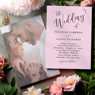 Modern Blush Pink 'The Wedding of'   Invitation