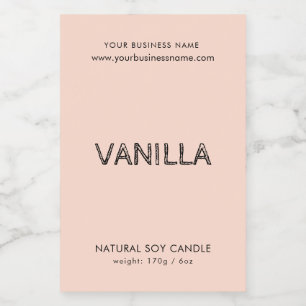 Modern blush pink typography candle product label