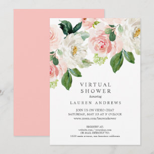Modern Blush Pink Virtual Bridal or Baby Shower Invitation