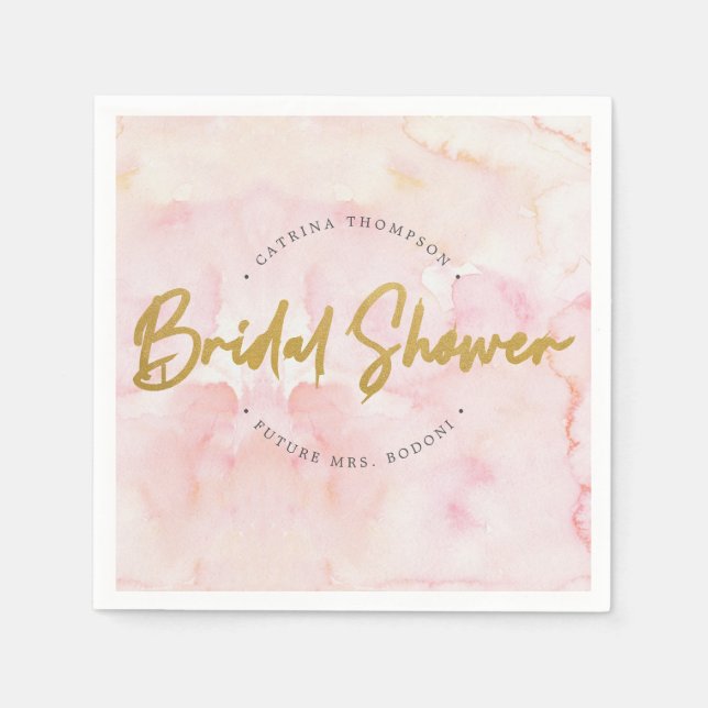 Modern Blush Pink Watercolor Bridal Shower Paper N Napkin (Front)