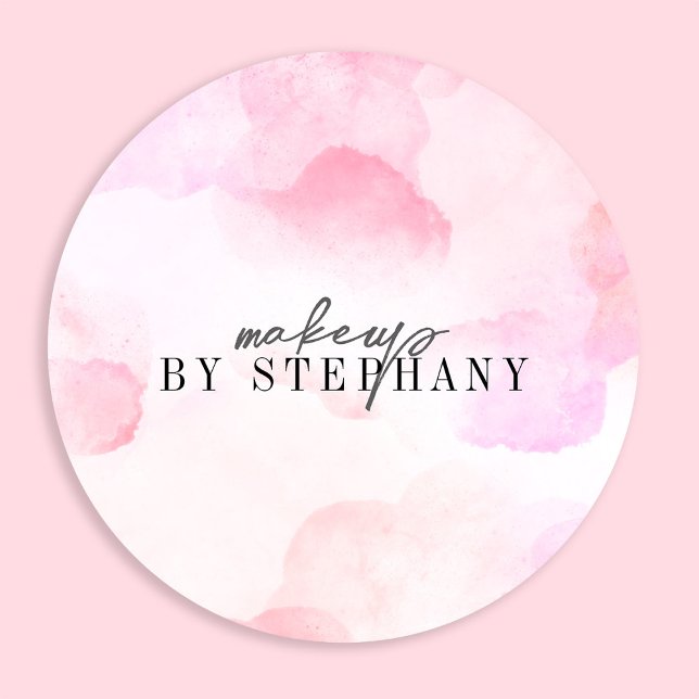 Modern blush pink watercolor makeup classic round sticker (Creator Uploaded)