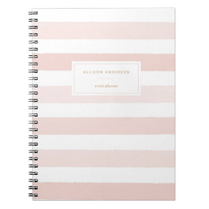 Modern Blush Pink Watercolor Stripes Notebook