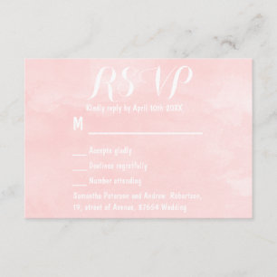 Modern blush pink watercolor wedding RSVP