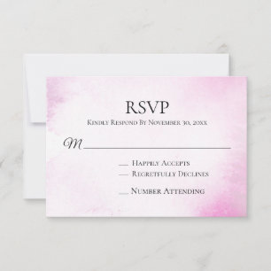 *~* Modern Blush Pink Watercolor Wedding RSVP Card