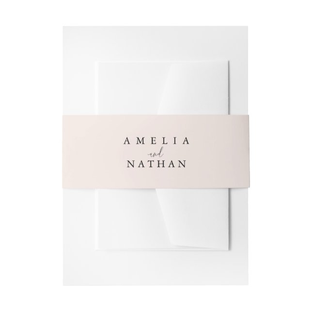 Modern Blush Pink Wedding Invitation Belly Band (Front Example)