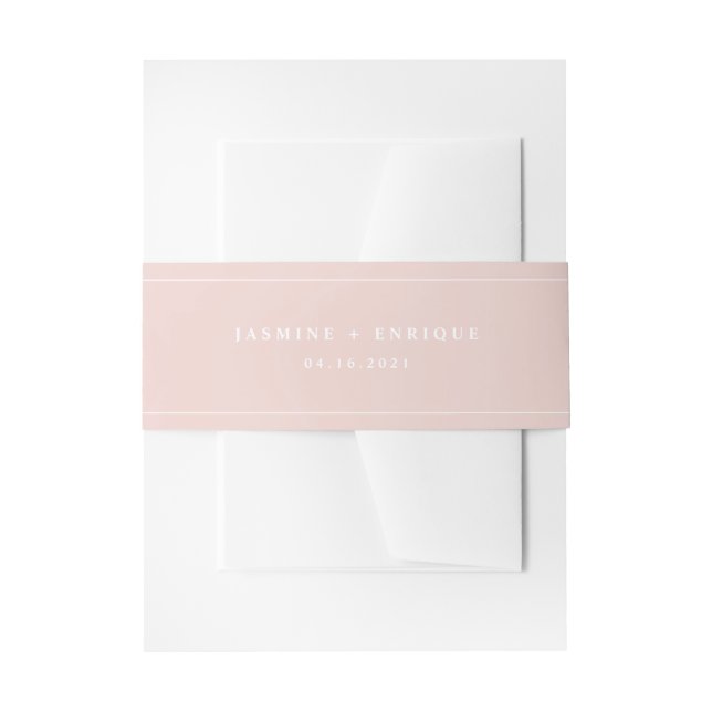 Modern Blush Pink Wedding Invitation Belly Band (Front Example)
