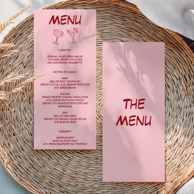 Modern Blush Pink Wedding Menu (Creator Uploaded)