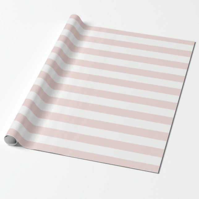 Modern blush pink white bold stripes girly chic wrapping paper (Unrolled)