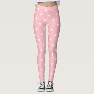 Modern Blush Pink White Circles Dots Elegant Leggings