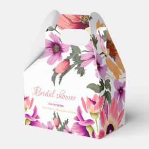 Modern blush pink wildflower #4 bridal shower favour box