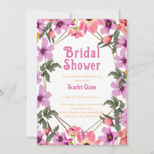 Modern blush pink wildflower #4 bridal shower invitation