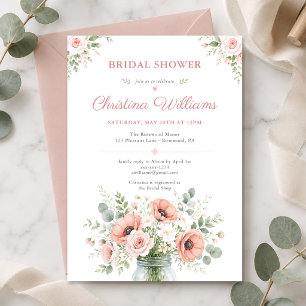 Modern Blush Pink Wildflower Bridal Shower Invitation