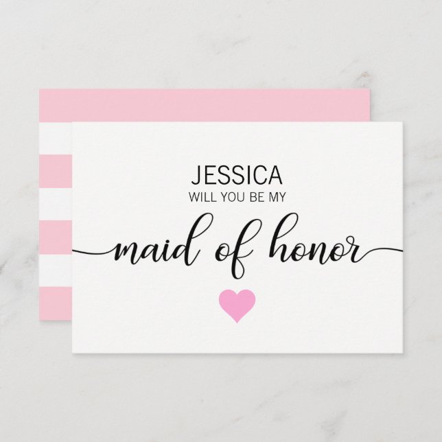 Modern Blush PINK Will You Be my MAID OF HONOR? Invitation (Front/Back)