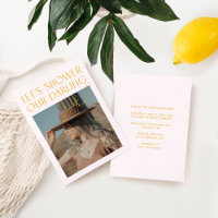 Modern Blush Pink & Yellow Photo Bridal Shower Inv