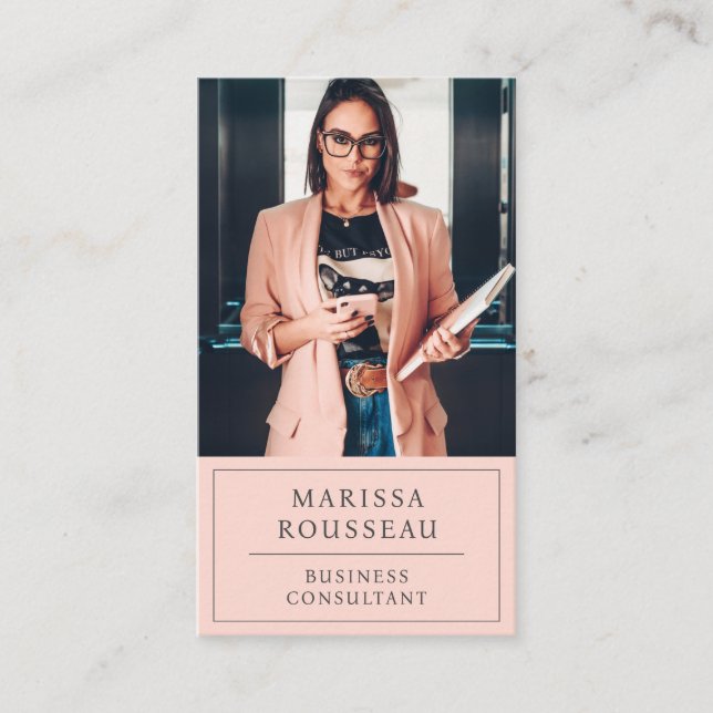 Modern Blush Professional Business Photo  Card (Front)