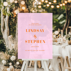 Modern Blush Red Bold Font Wedding Welcome Acrylic Sign