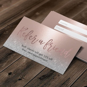 Modern Blush Rose Gold Beauty Salon Referral