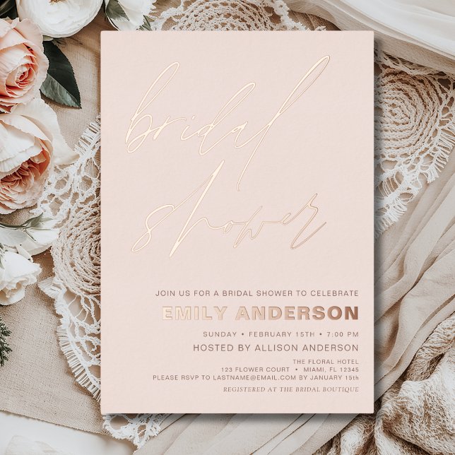 Modern Blush Rose Gold Bridal Shower Chic Foil (Creator Uploaded)