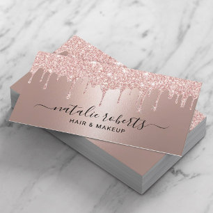 Modern Blush Rose Gold Drips Beauty Salon & Spa Business Card
