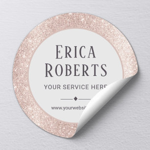 Modern Blush Rose Gold Glitter Beauty Salon Classic Round Sticker