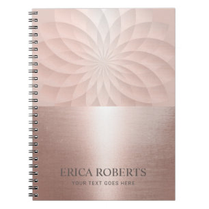 Modern Blush Rose Gold Spiral Lotus Floral Notebook