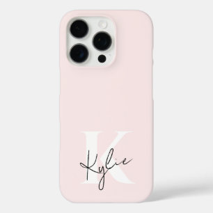 Modern Blush Rose Personalised Monogram Name -  iPhone 16 Pro Case