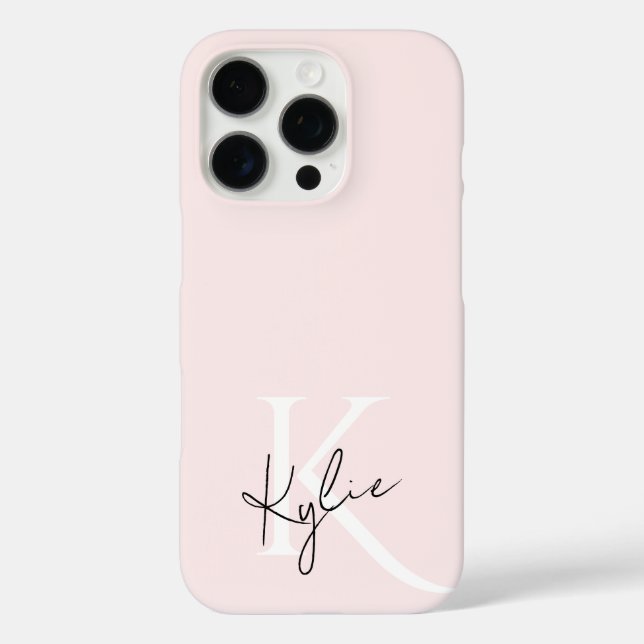 Modern Blush Rose Personalised Monogram Name -  Case-Mate iPhone Case (Back)