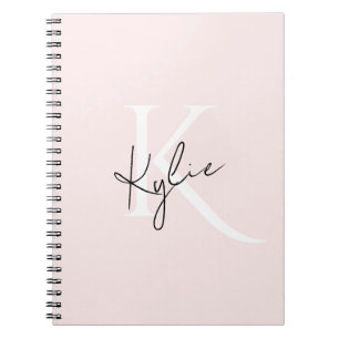 Modern Blush Rose Personalised Monogram Name - Notebook