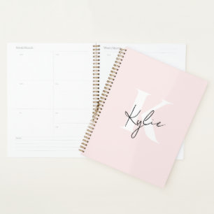 Modern Blush Rose Personalised Monogram Name -  Planner