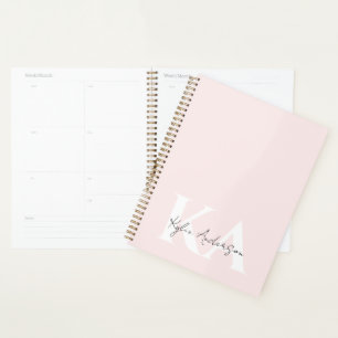 Modern Blush Rose Personalised Monogram Name - Planner