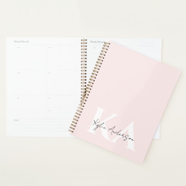 Modern Blush Rose Personalised Monogram Name -  Planner (Display)