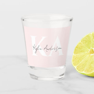 Modern Blush Rose Personalised Monogram Name - Shot Glass