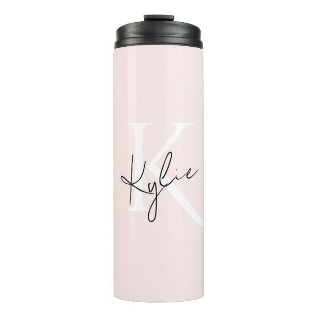Modern Blush Rose Personalised Monogram Name -  Thermal Tumbler (Front)