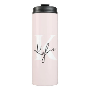 Modern Blush Rose Personalised Monogram Name -  Thermal Tumbler