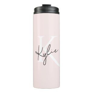 Modern Blush Rose Personalized Monogram Name -  Thermal Tumbler